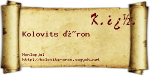 Kolovits Áron névjegykártya
